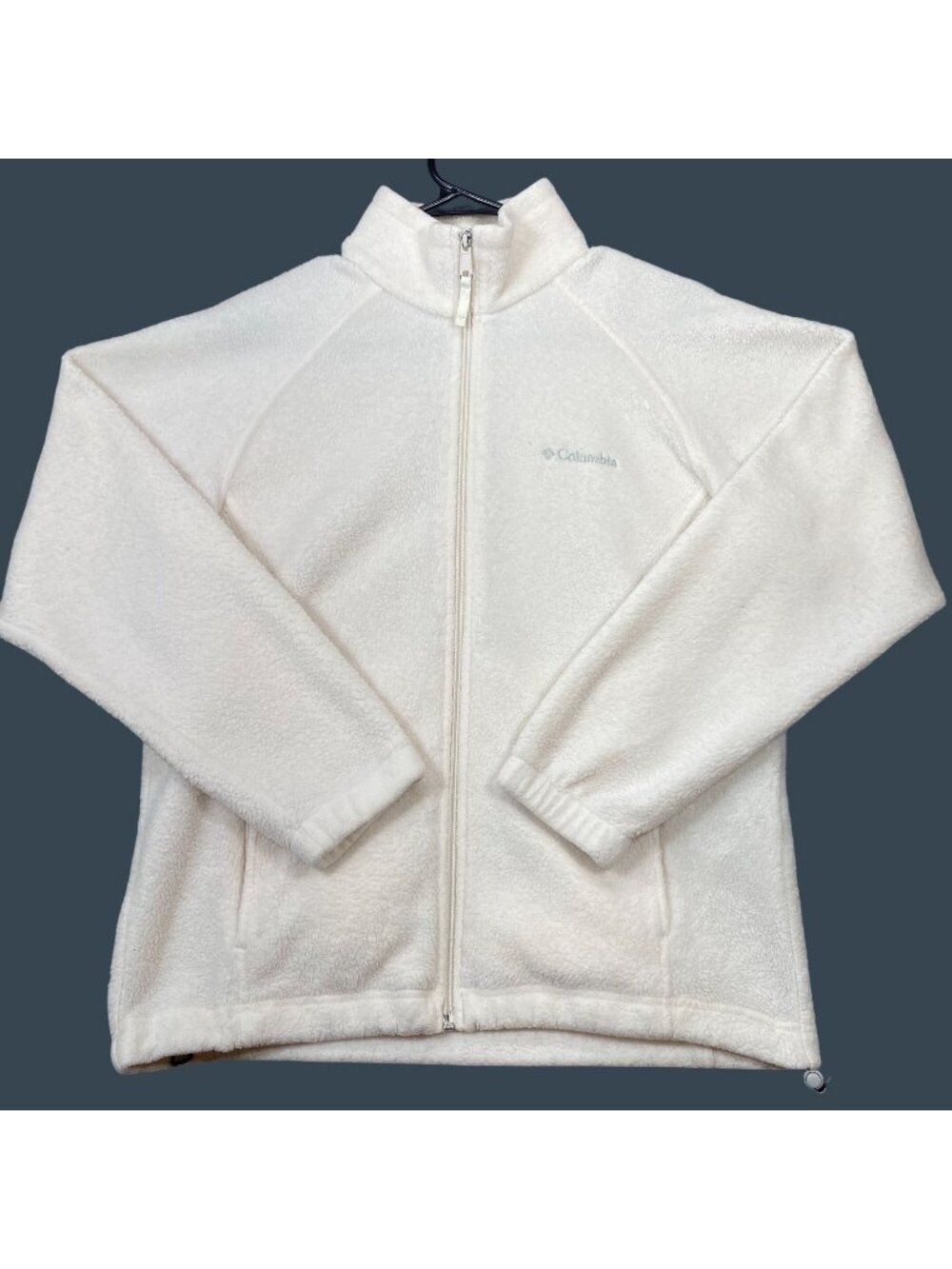 Columbia Womens White Full-Zip Fleece Jacket Size S Lightweight Warm Outerwear